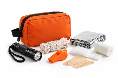 Pre-packed emergency go bag kit (illustration)